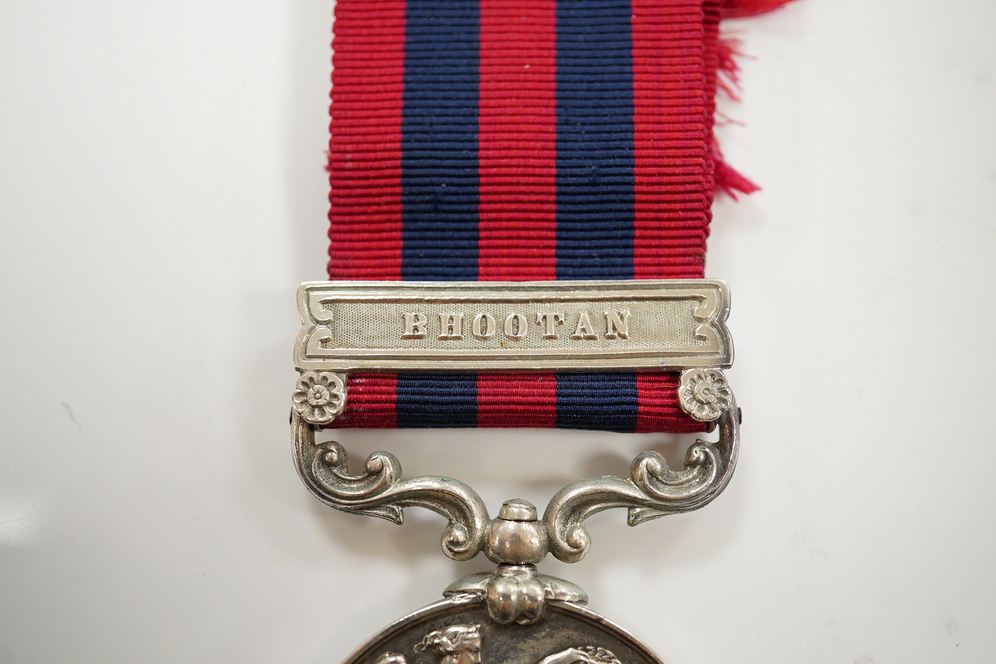 An India General Service Medal with Bhootan clasp to 966 T.Robinson H Ms 55th Regt